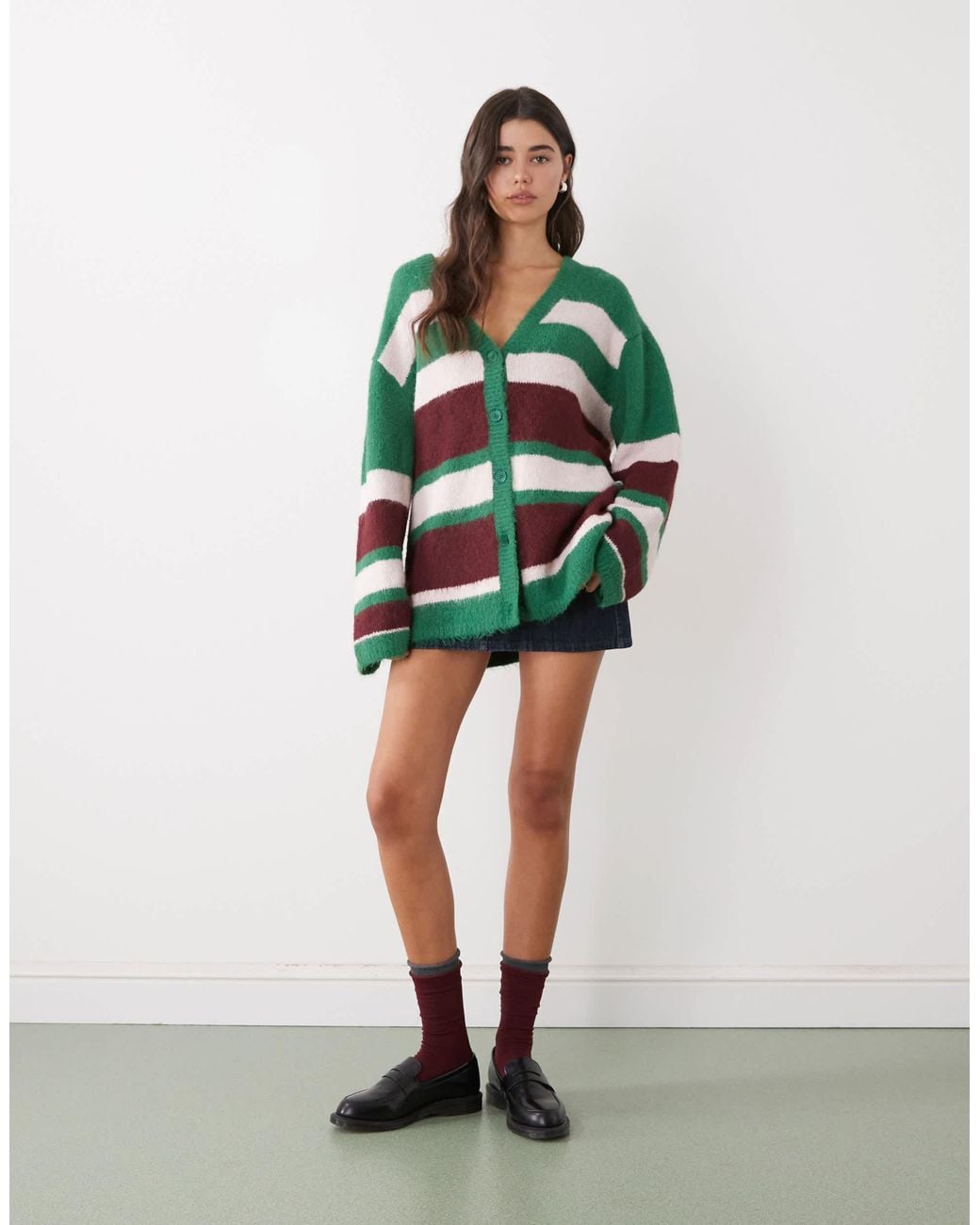 Monki 05913267 Monki Oversized Cardigan in Green | Lyst