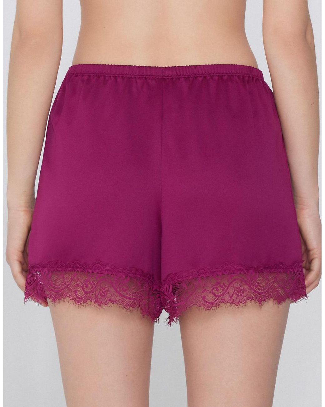 Tezenis Purple Satin And Lace Shorts