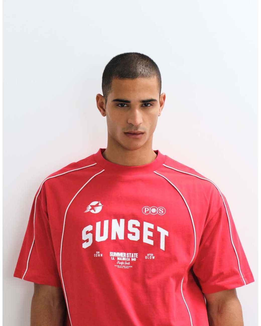 ASOS Red Boxy Oversized T-shirt With Street Graphic for men