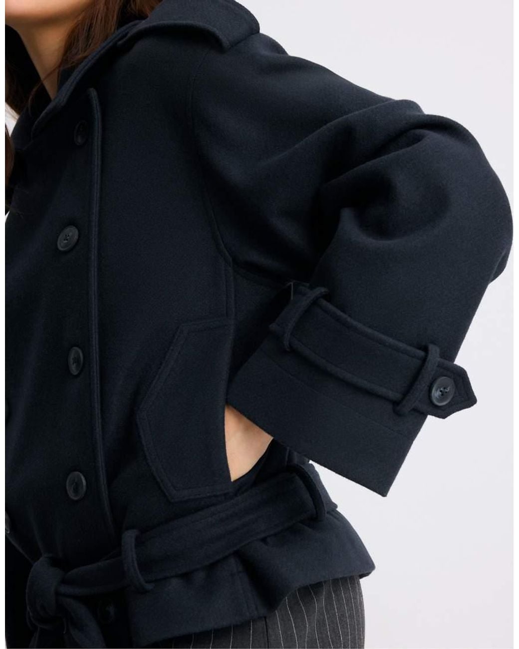 Stradivarius Black Soft-touch Oversize Trench Coat