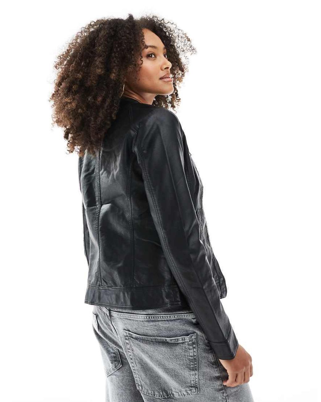 ONLY Black Faux Leather Motor Jacket