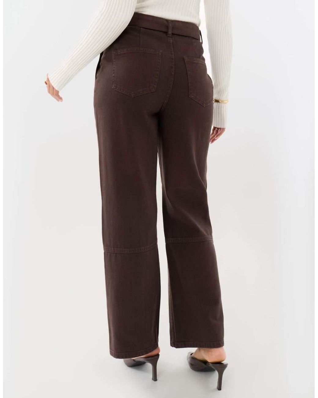 Threadbare Brown High Waisted Cargo Jeans With Belt