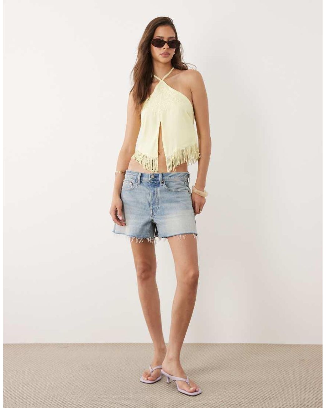 Motel White Junaya Halter Fringe Top