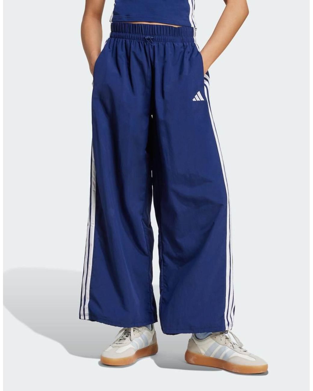 Adidas Originals Blue Essentials 3-Stripes Lifestyle Woven Parachute Tracksuit Bottoms