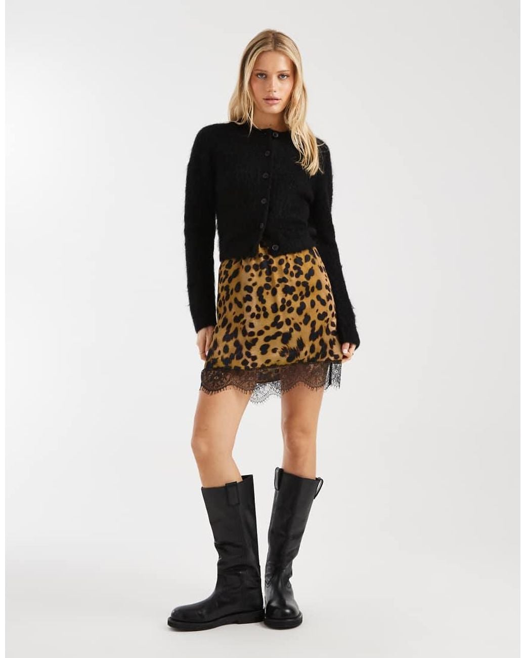 ASOS Black Lace Trim Mini Skirt