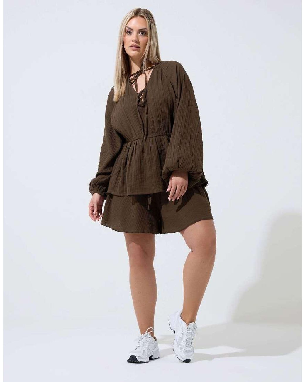 Yours Clothing Brown Cheesecloth Top