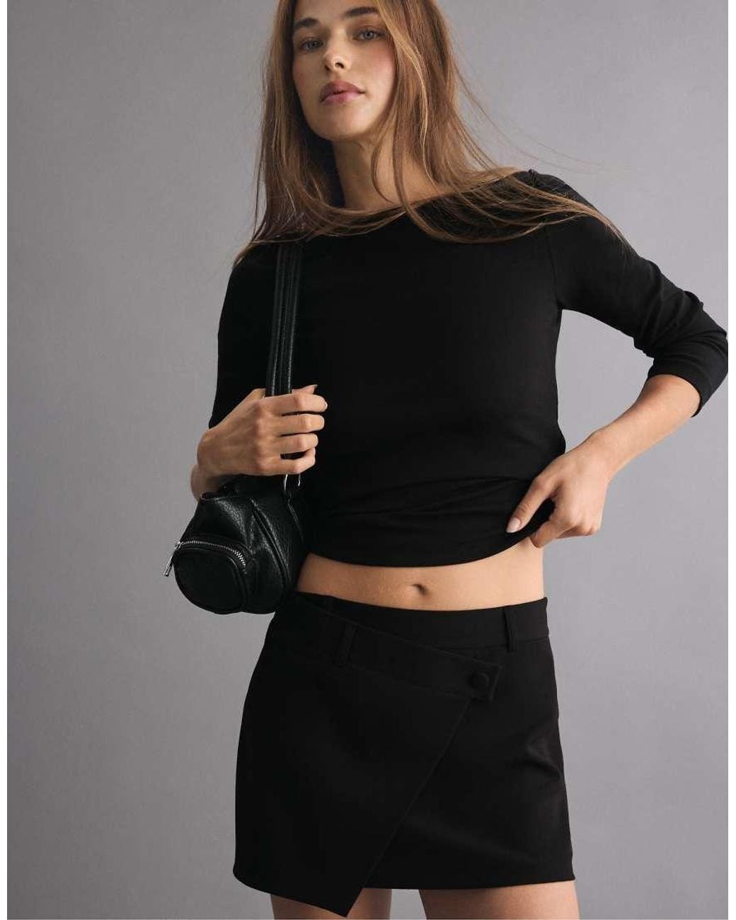 Stradivarius Black Crossover Mini Skort