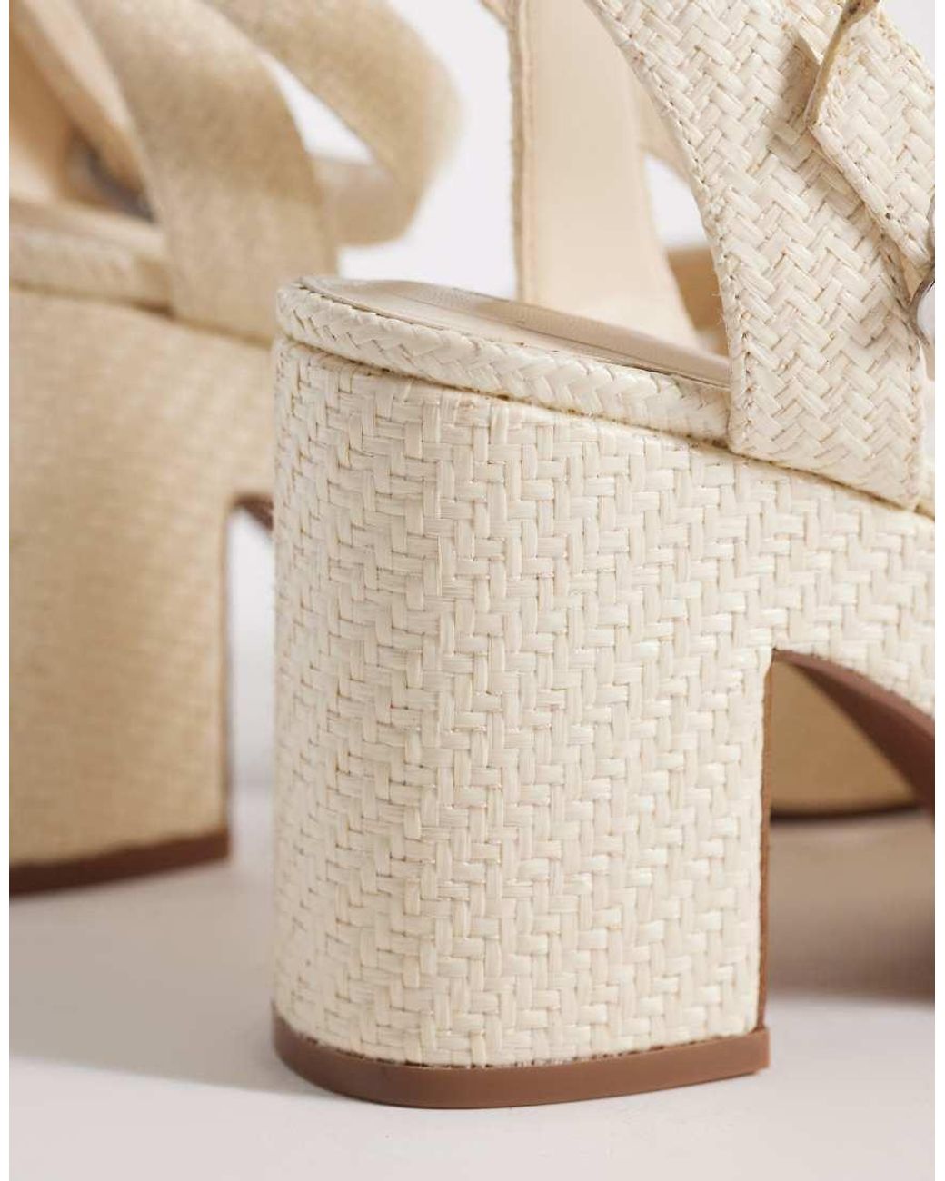 ASOS Natural Henley Platform Mid Heeled Sandals
