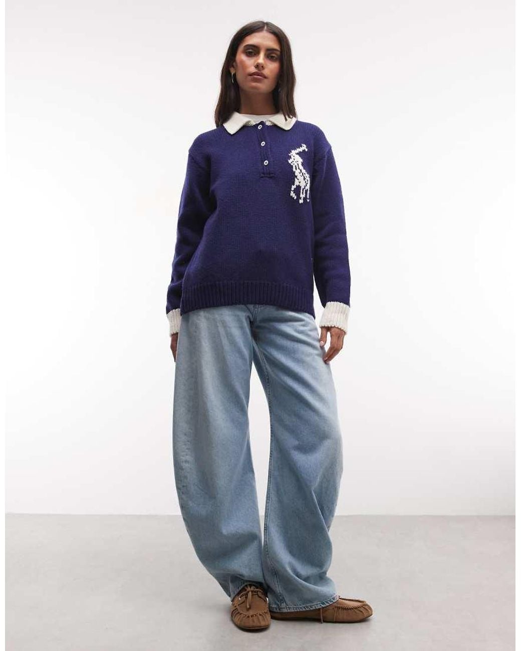 Polo Ralph Lauren Blue Knitted Large Pony Rugby