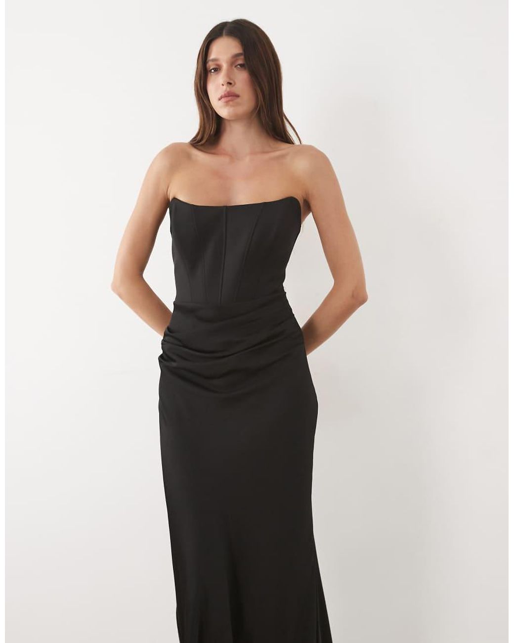 Forever New White Corset Drape Strapless Maxi Dress