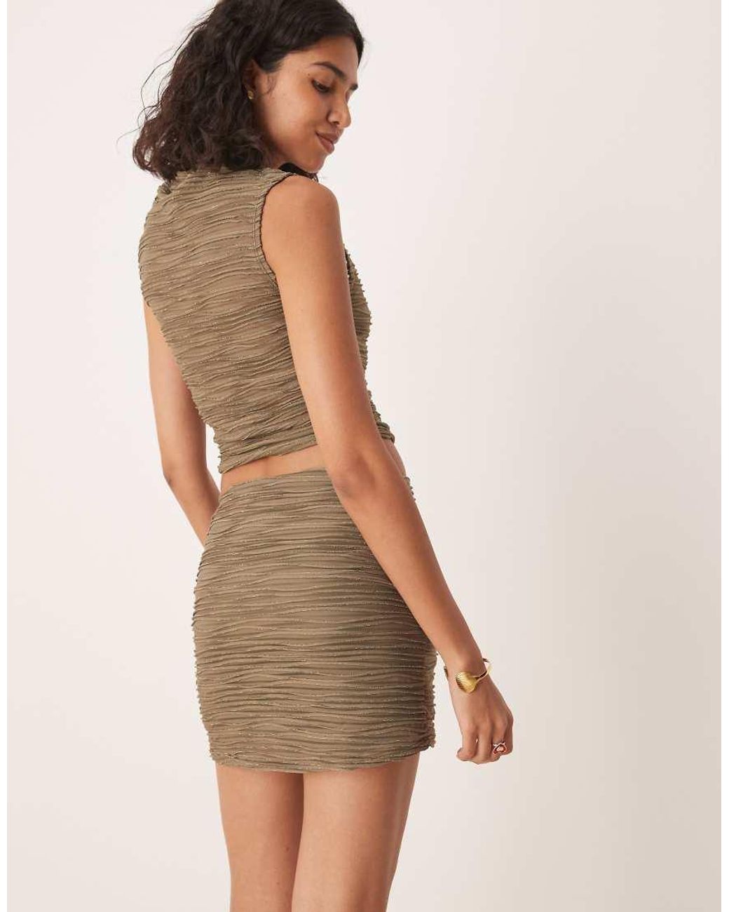 ASOS Natural Co-ord Metallic Textured Mini Skirt