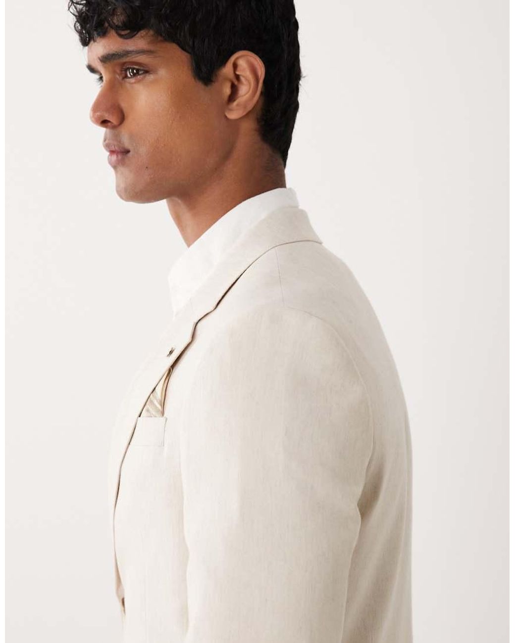 River Island Natural Linen Blend Suit Jacket for men