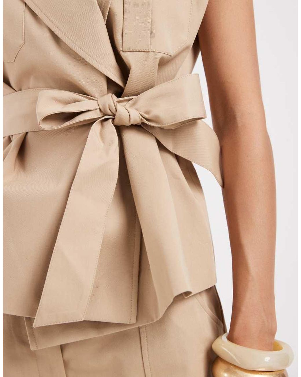 ASOS Natural Sleeveless Trench With Tie Waist
