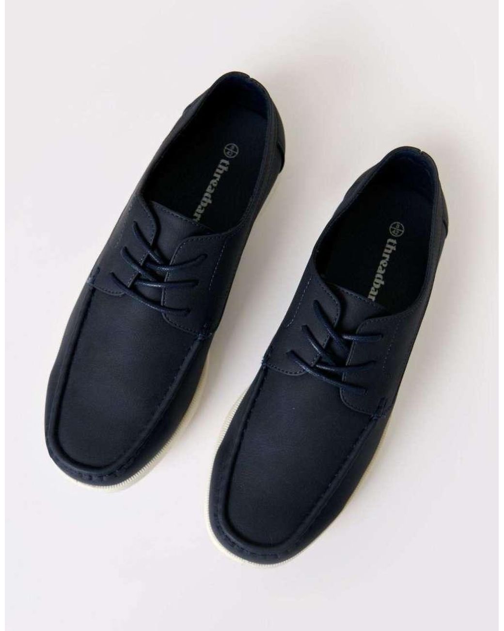 Threadbare Blue Faux Suede Boat Shoes for men