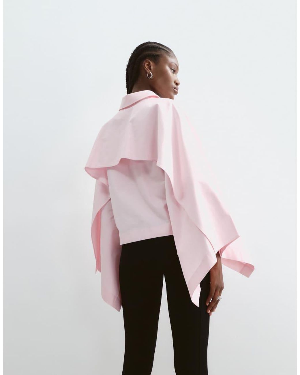 ARRANGE Pink Oversized Cape Square Cut Cotton Shirt