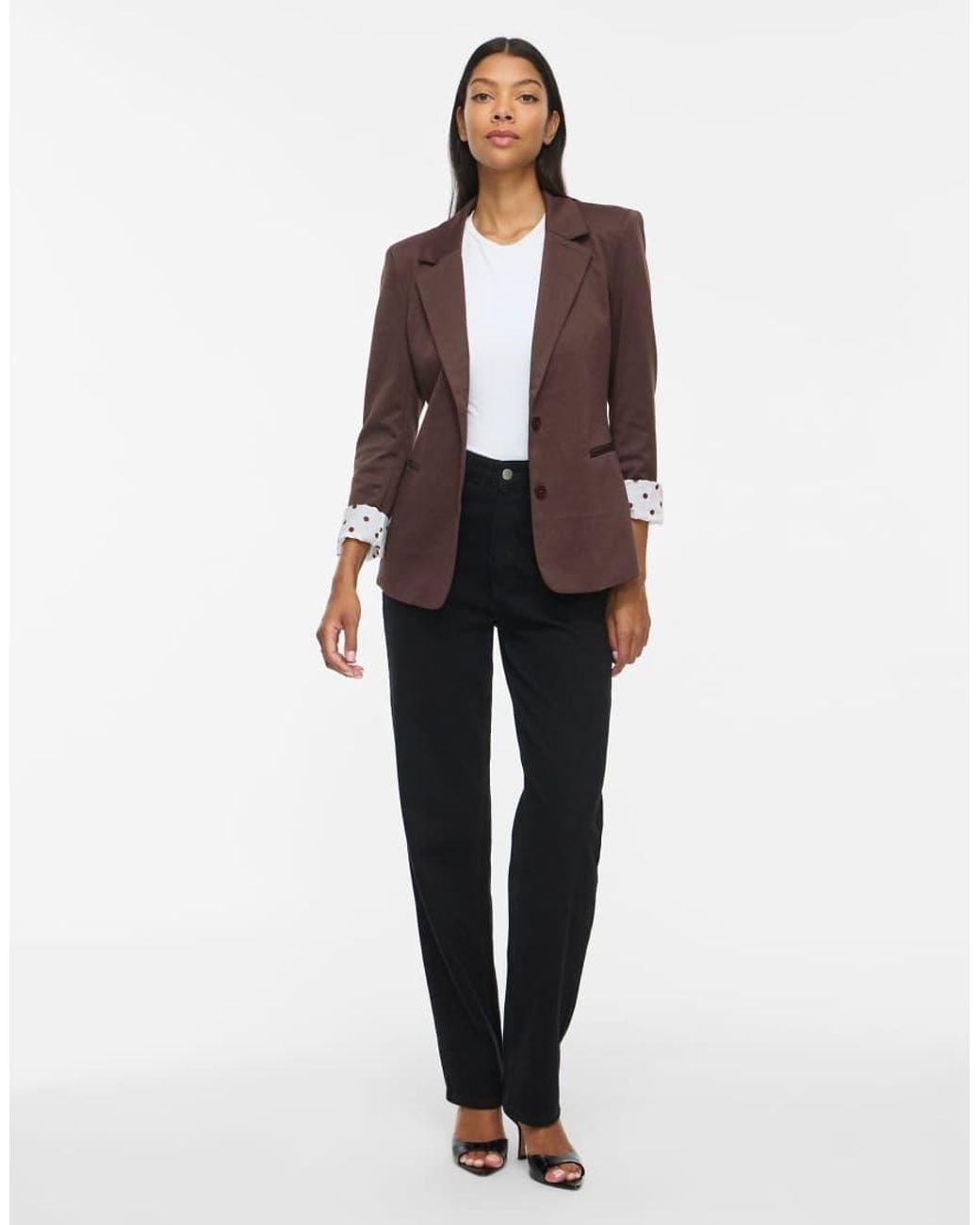 Vila Brown Saga Jersey Slim Fit Blazer