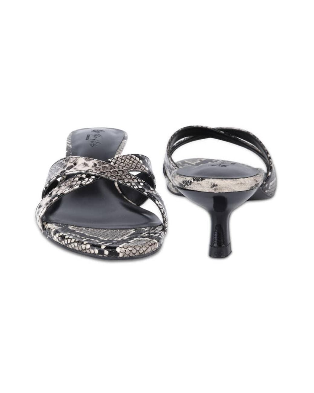OFF THE HOOK White Jess Pu Kitten Heel Mule Sandals
