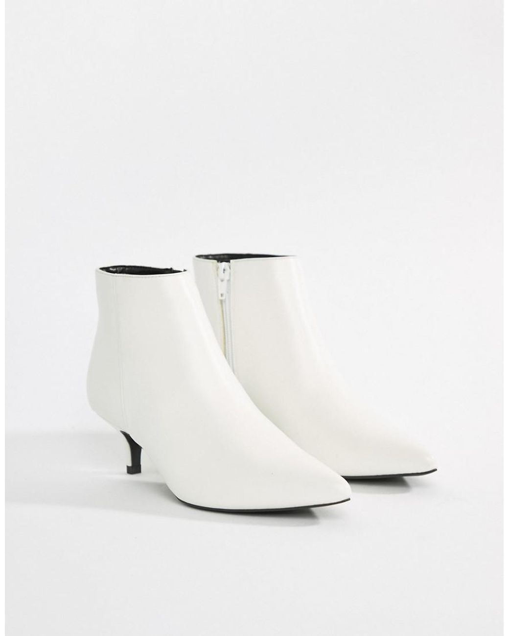 New Look Kitten Heel Boot in White | Lyst