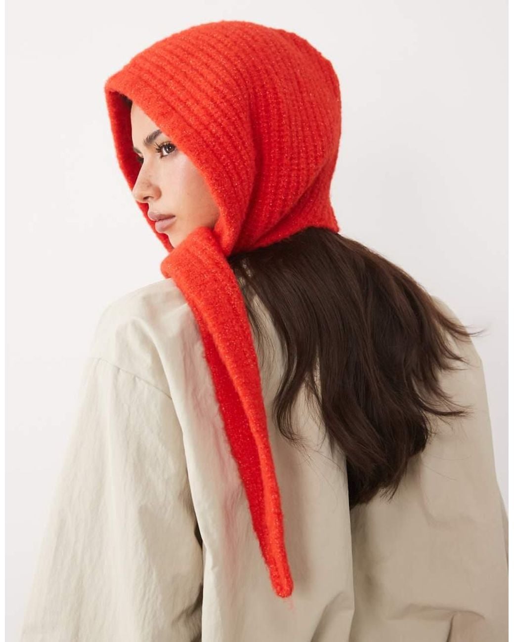 ASOS Red Knitted Hooded Scarf