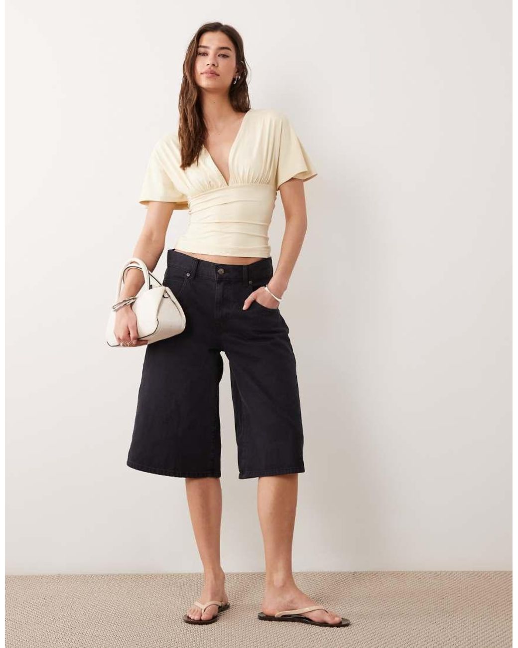 ASOS Natural Polyamide Sleeveless Tie Back Cinch Top