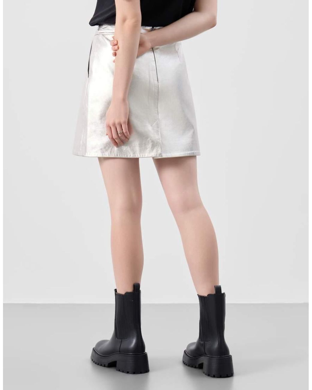 Bolongaro Trevor Black Real Leather Heather Mini Skirt