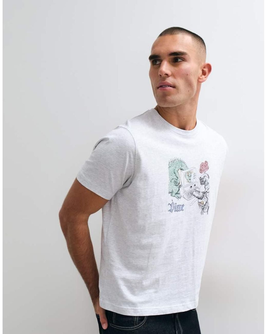 Dime White Catfish Graphic Regular Fit T-Shirt for men