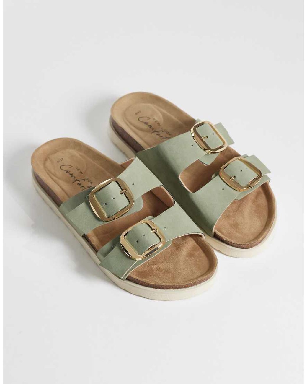 New Look Green Double Strap Sandal With Buckles