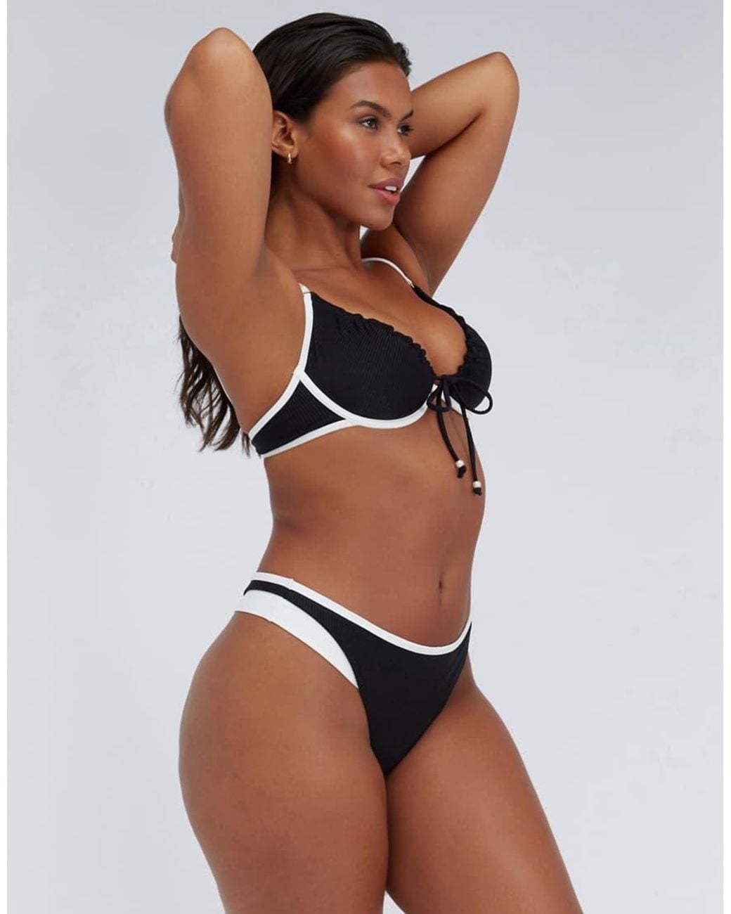 Boux Avenue Multicolor Ibiza Piped High Leg Thong Bikini Bottom Flattering Swimwear