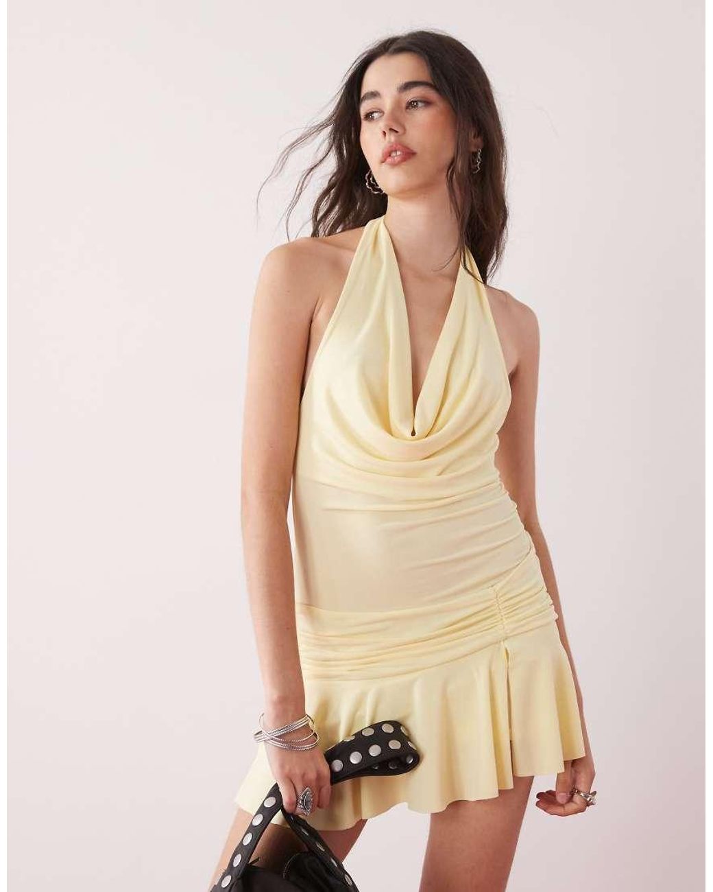 Collusion Natural Halter Neck Mini Dress