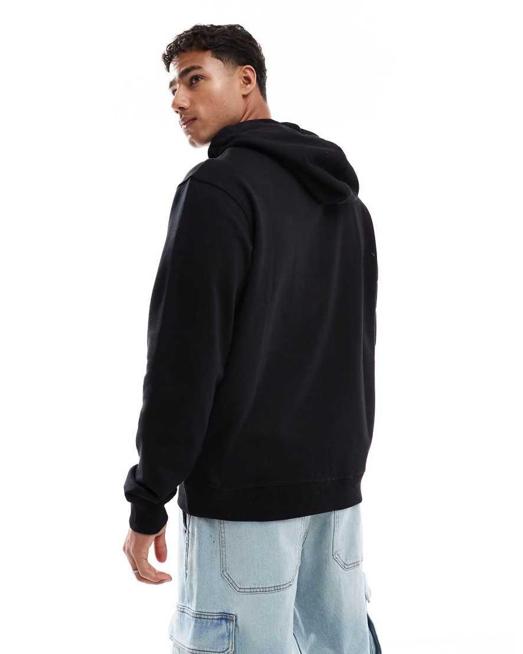 Jack & Jones Black Oversize Hoodie With Embroidered Logo for men