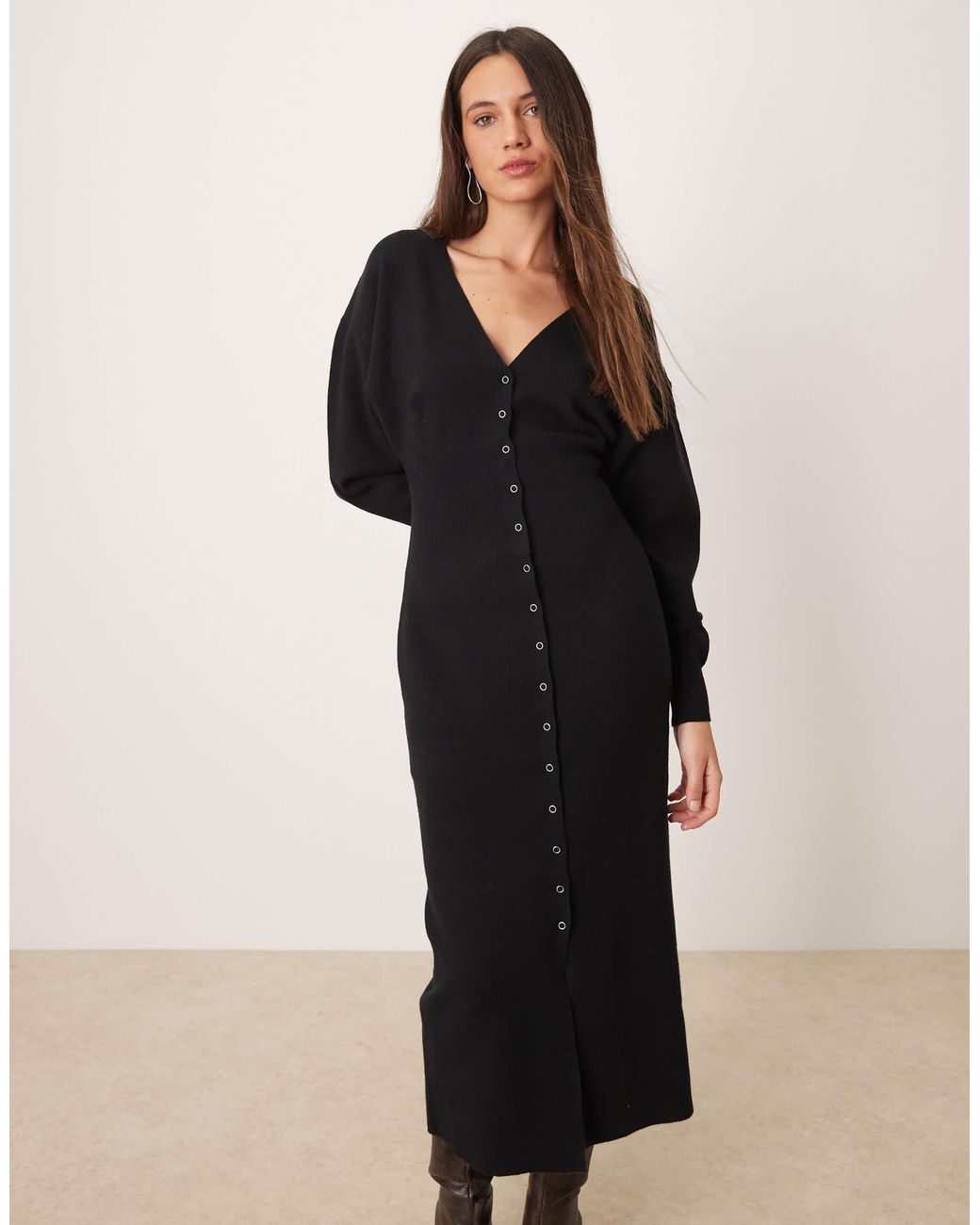 chinese dress ladies Leem Knitted Dress with Scarf Detail in Black