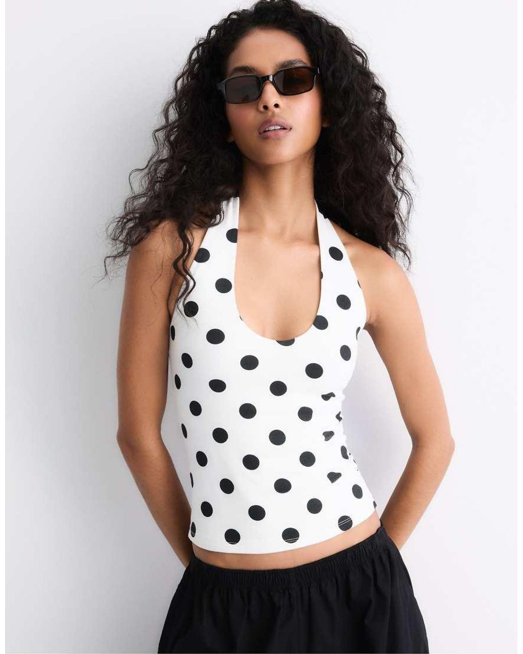 Stradivarius Black Basic Halter Top