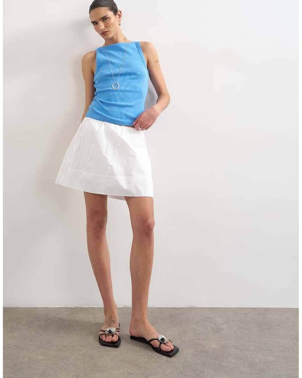 TOPSHOP White Mini Poplin Skirt