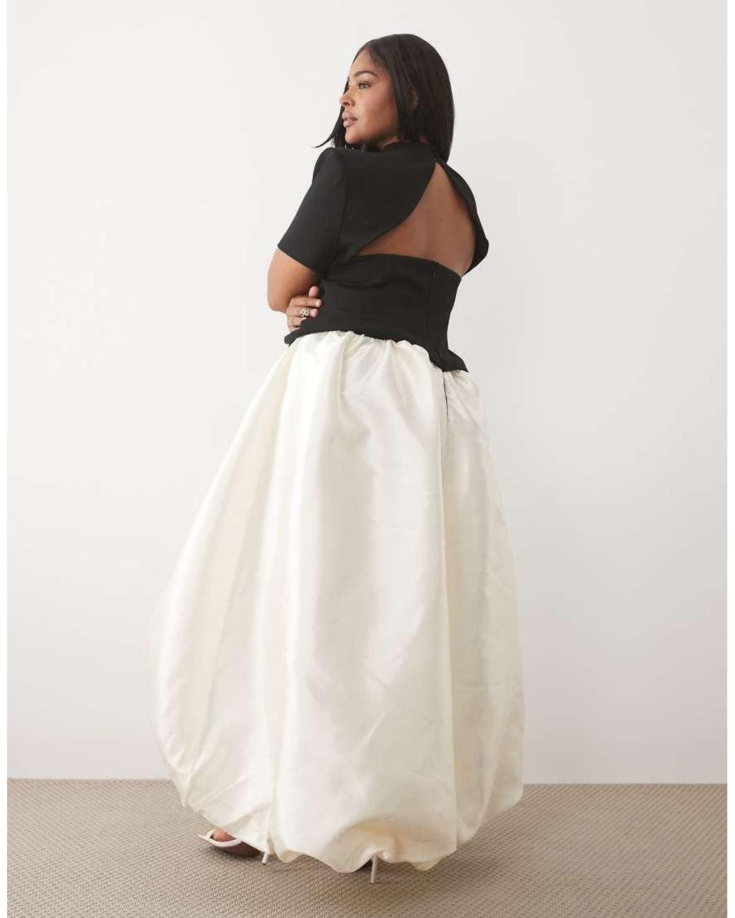 ASOS Black Curve Structured Bodice Bubble Hem Dress