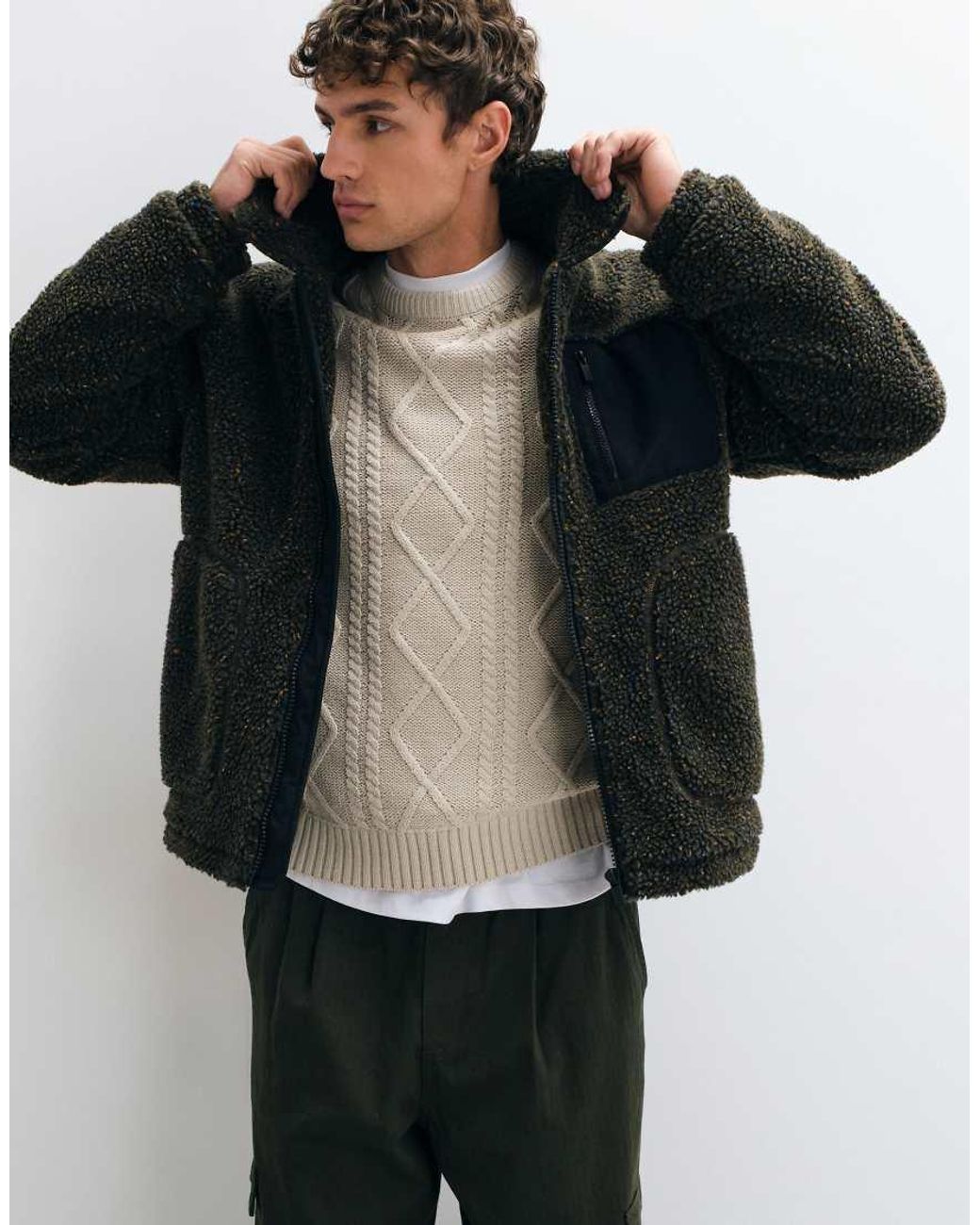 Redefined Rebel Gray Penn Borg Jacket for men
