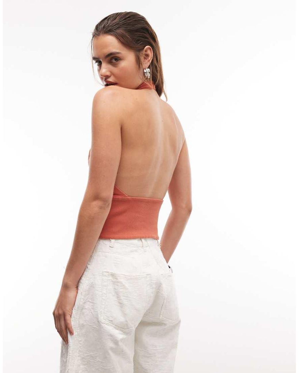 Gina Tricot Red Soft Halterneck Top