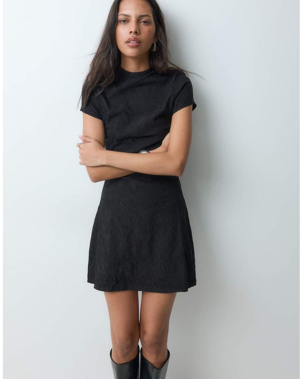 JJXX Black Short Sleeve Structured Dress