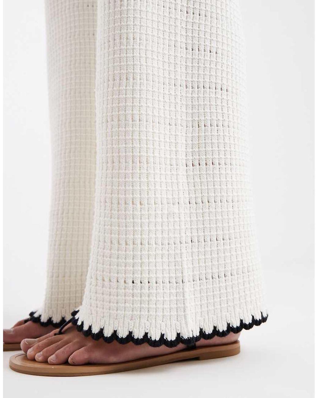 New Look White Co-ord Blanket Stitch Trousers
