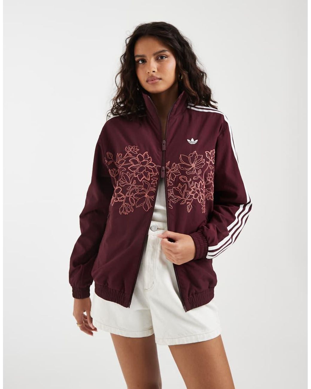 Adidas Originals Red Firebird Loose Floral Embroide Track Top