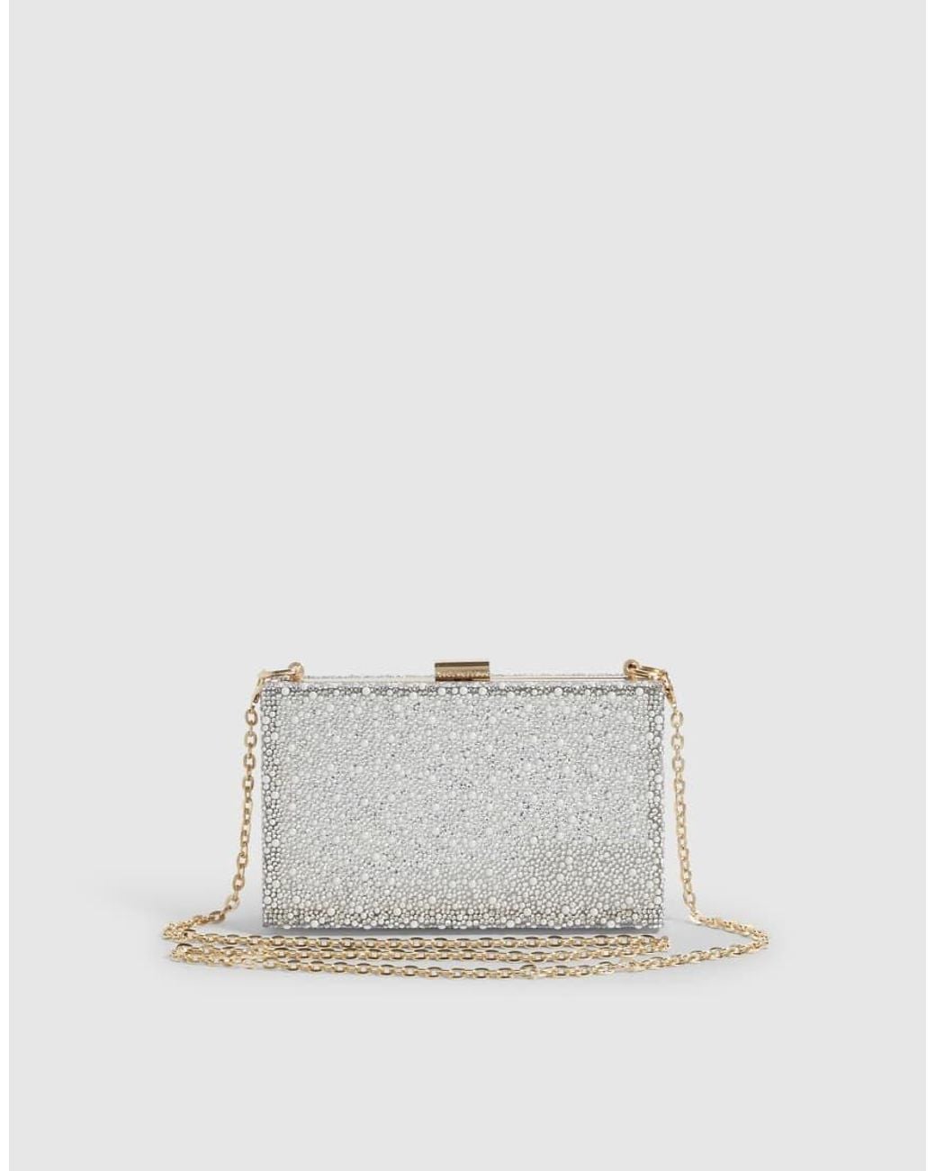 River Island Metallic Pearl And Diamante Hard Clutch Bag