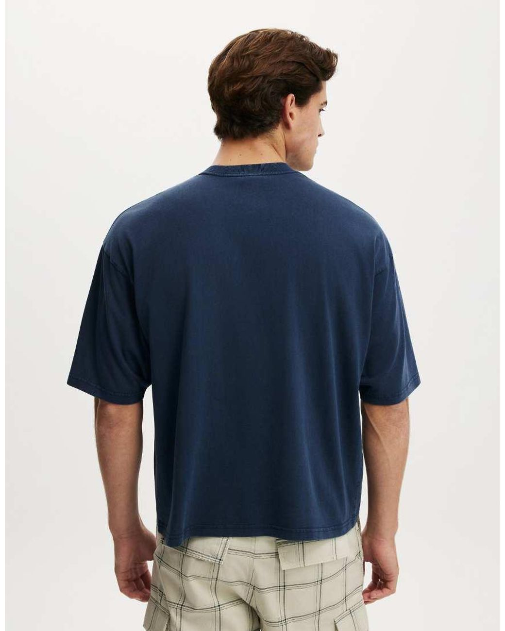Cotton On Blue Cropped Fit T-Shirt for men