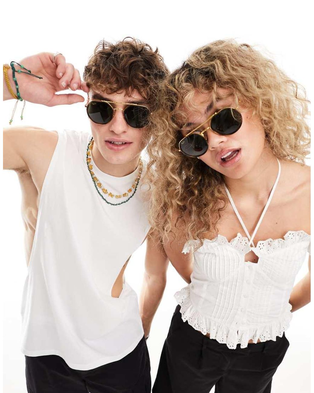 Ray-Ban Brown Acetate Metal Mix Round Sunglasses