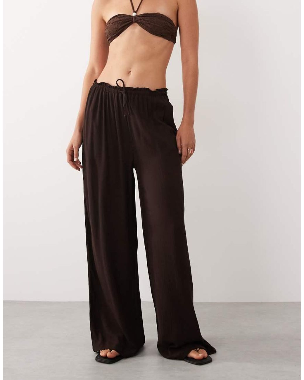 Brave Soul Brown Textured Beach Trousers
