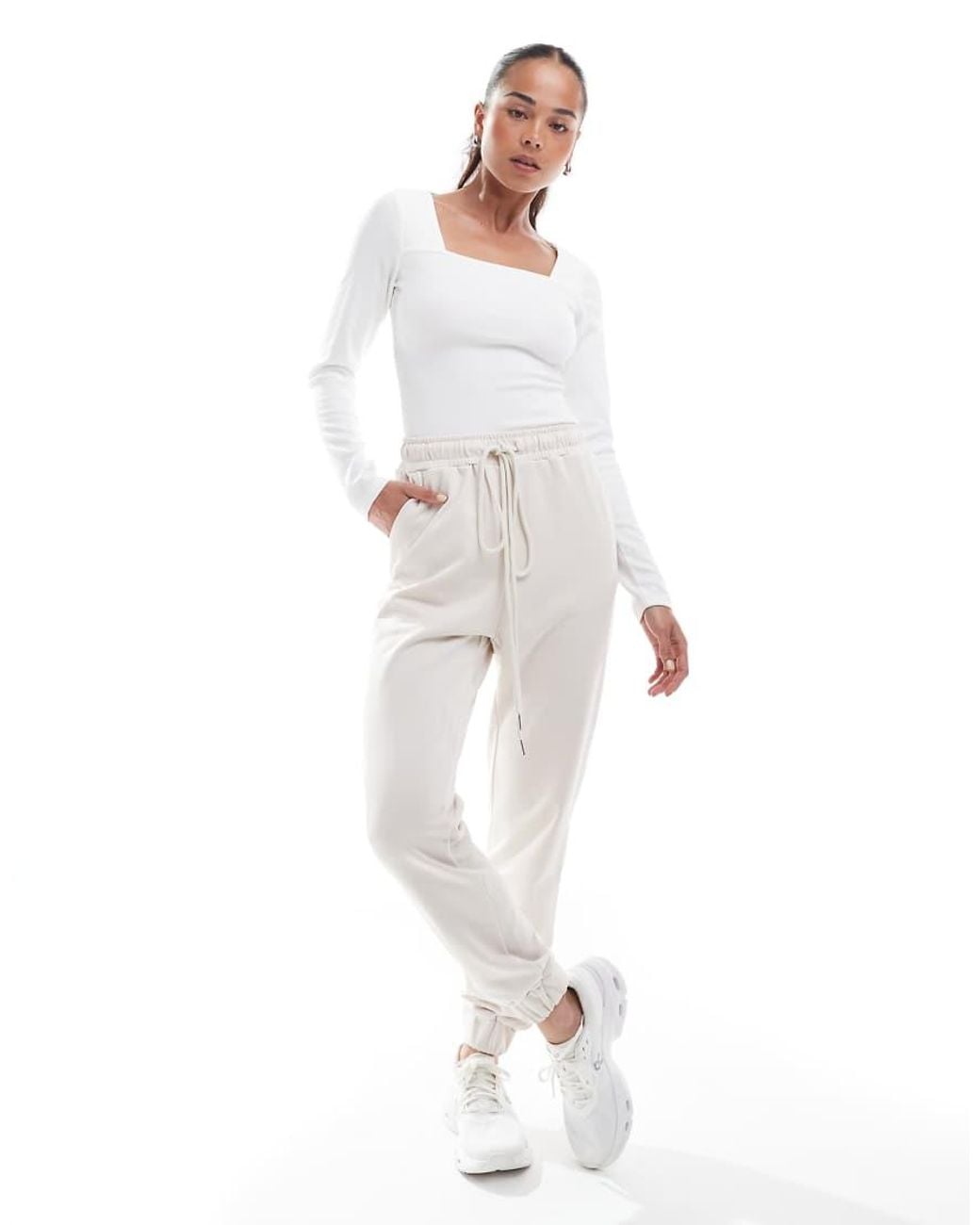 agon® White Square Neck Top