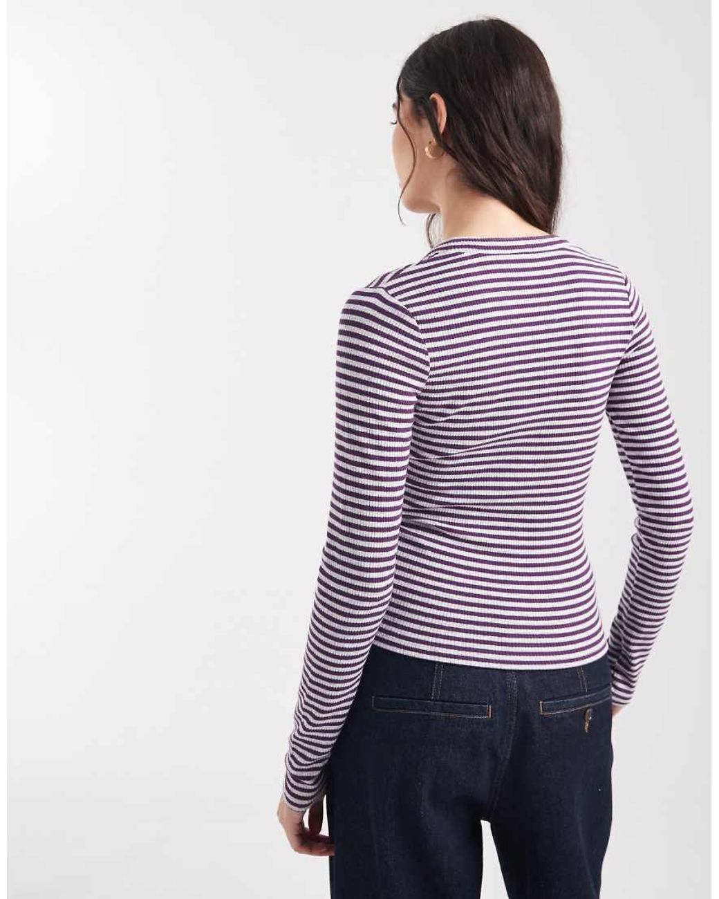 Cotton On Purple Ryan Henley Long Sleeve Top