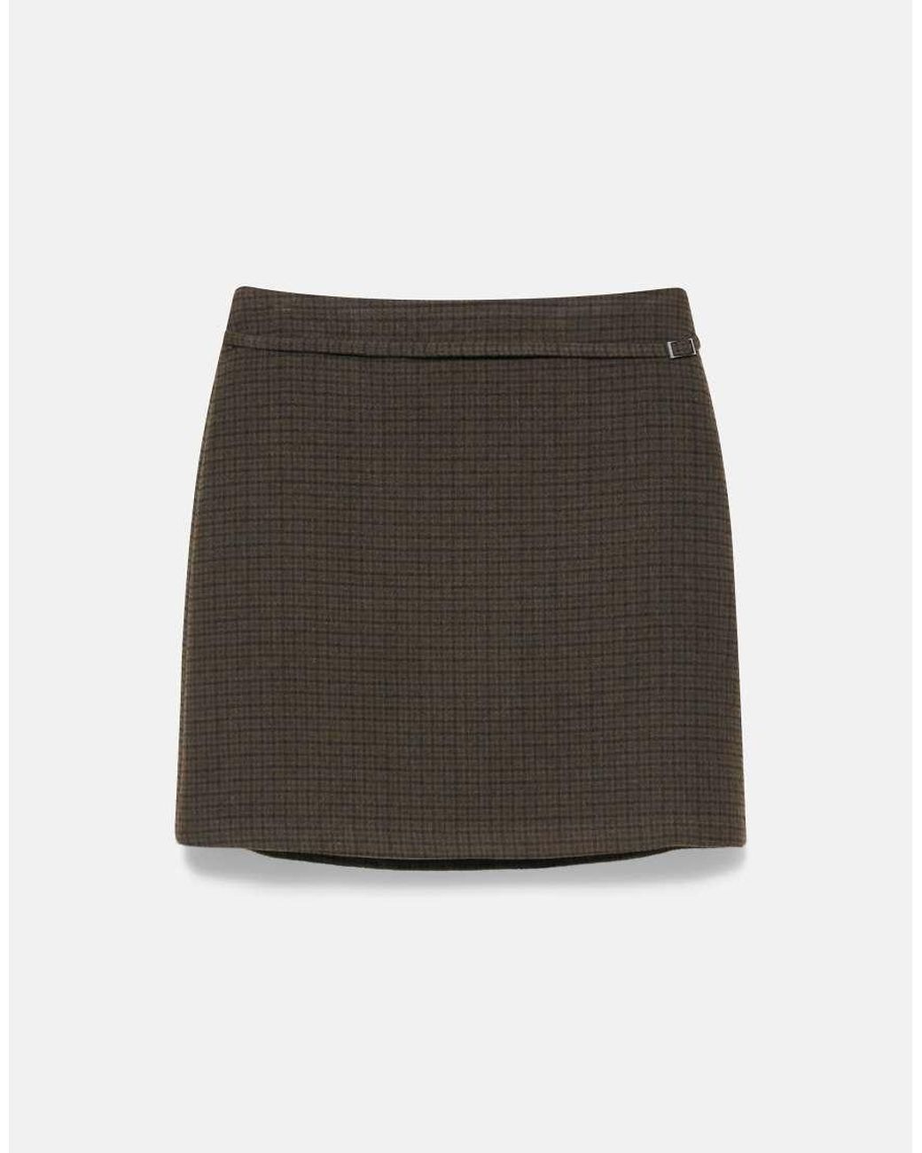 Pull&Bear Natural Check Mini Skirt With Belt