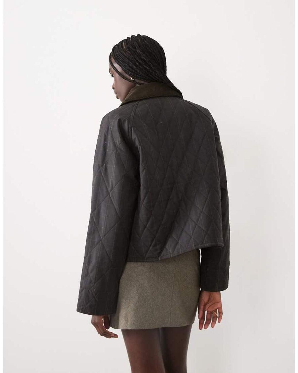 Barbour Brown Icons Spey Reimagined Tartan Check Quilted Wax Jacket