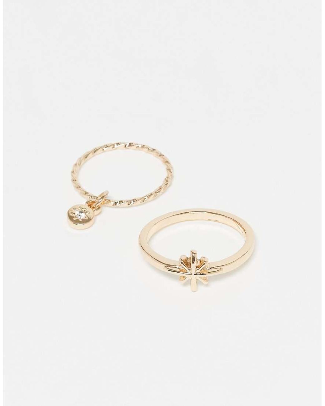 Reclaimed Vintage White Dainty Charm 2 Pack Rings