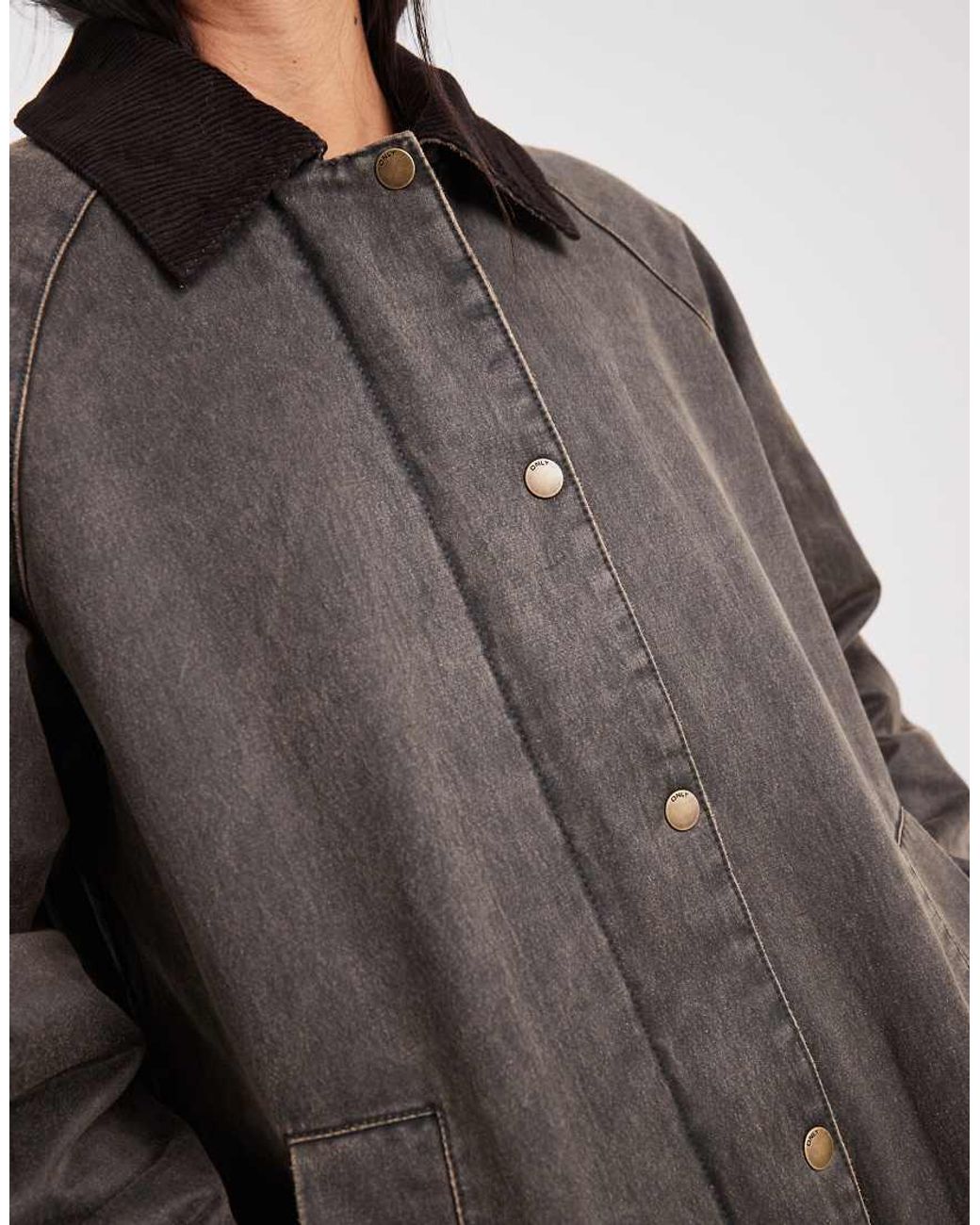 ONLY White Longline Padded Barn Jacket