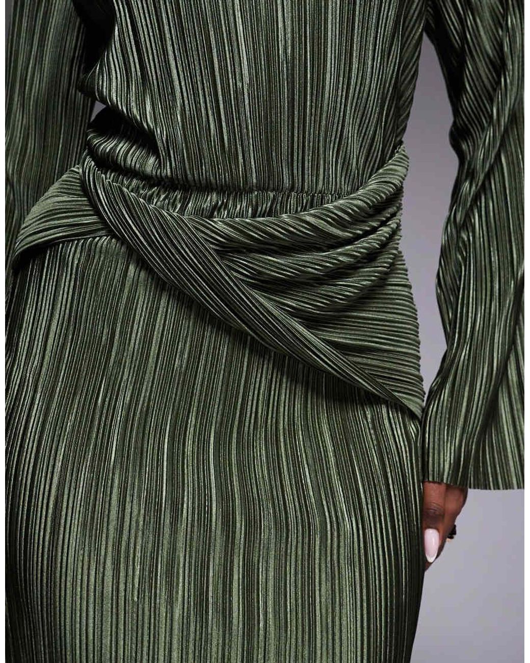 ASOS Green Plisse Wrap Front Mini Dress